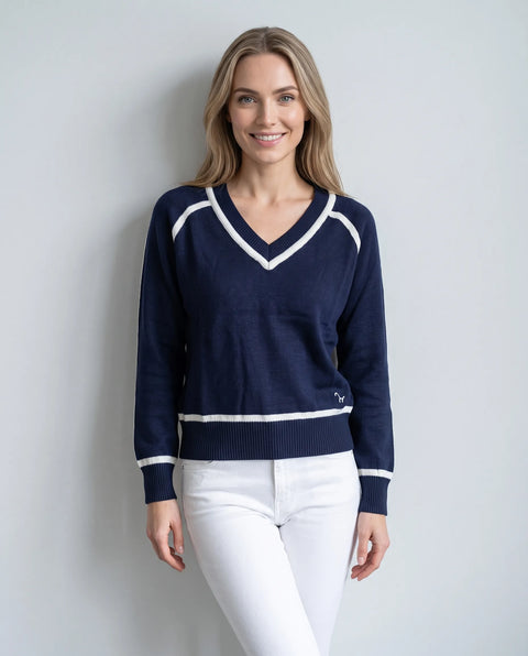 Strick Pullover Stripe navy