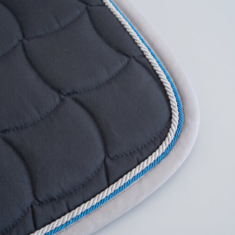 Dressage saddle pad 24/7 in navy with blue and grey piping