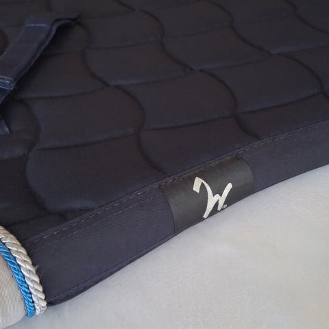 Dressage saddle pad 24/7 in navy with blue and grey piping
