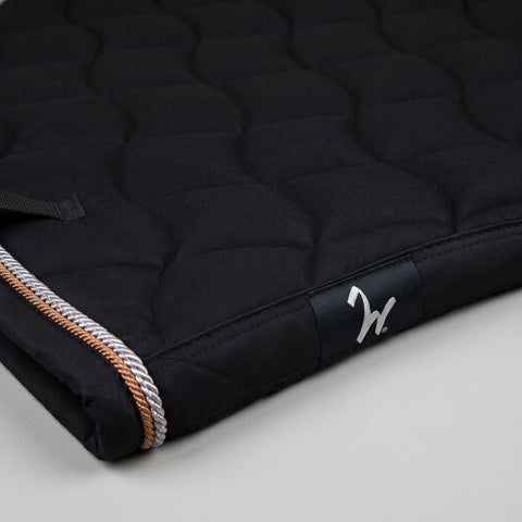 Dressage saddle pad 24/7 in black with copper and gray cord
