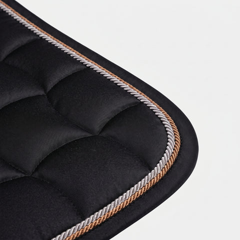 Dressage saddle pad 24/7 in black with copper and gray cord