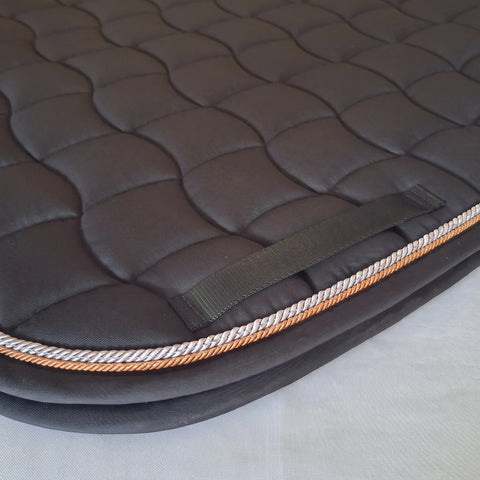 Dressage saddle pad 24/7 in black with copper and gray cord