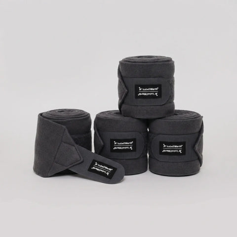 Fleece Bandagen 4 er Set anthrazit- melange