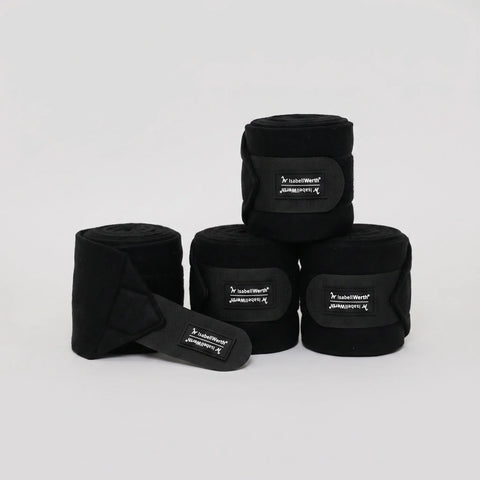 Fleece Bandagen 4 er Set schwarz