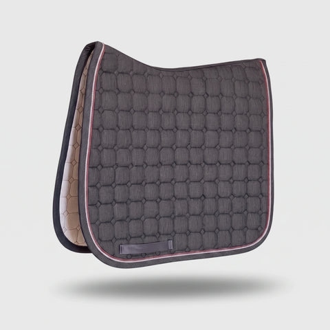 Tapis de selle Gigolo gris anthracite chiné avec cordelette gris clair/rouille