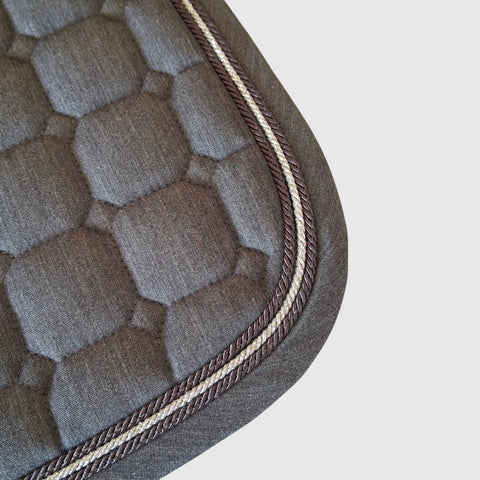 Gigolo saddle pad anthracite mélange with anthracite/silver/anthracite colored piping