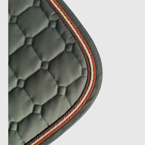 Gigolo saddle pad olive with rust/mother-of-pearl/mud colored cord
