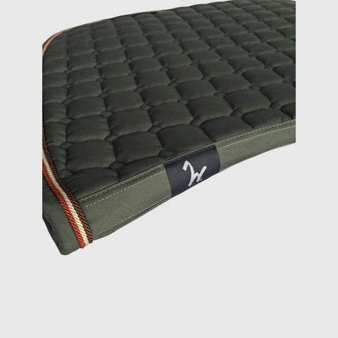 Gigolo saddle pad olive with rust/mother-of-pearl/mud colored cord