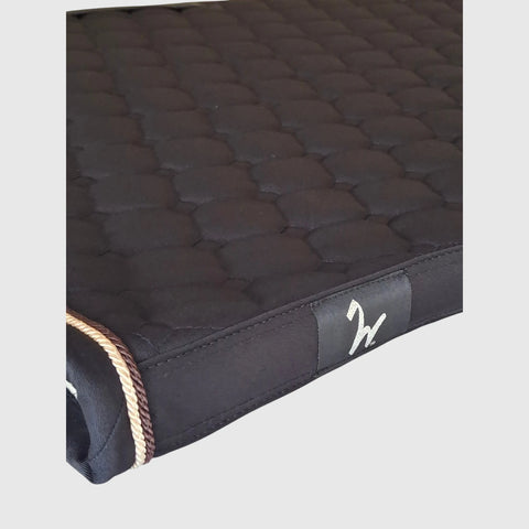 Gigolo saddle pad in black with mother-of-pearl/brown cord