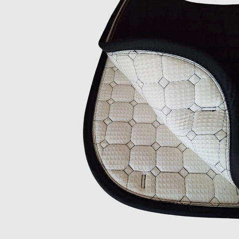 Gigolo saddle pad in black with silver/black/anthracite cord