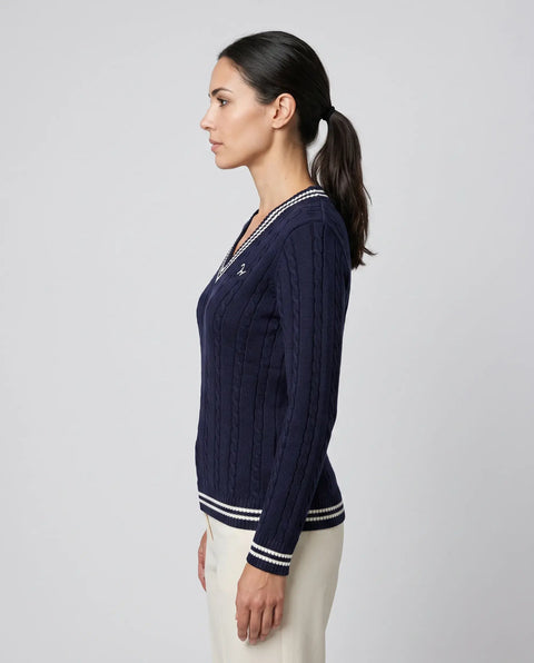 Knitted Cable Jumper navy-ecru