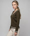 Strick Pullover Zopf olive-ecru