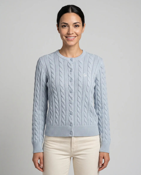 Cardigan Zopf hellblau