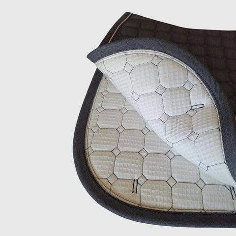 Gigolo saddle pad anthracite mélange with anthracite/silver/anthracite colored piping