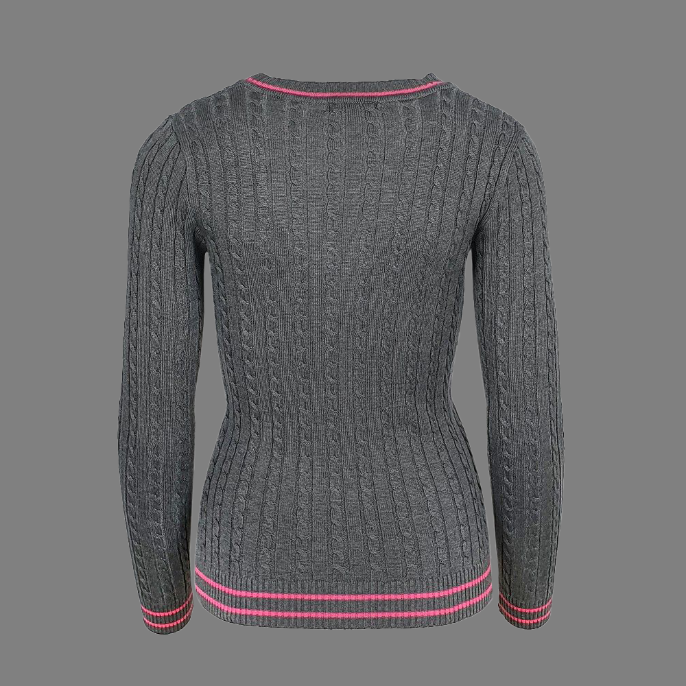 Isabell Werth Zopf Pullover in  anthrazit mit pink-XS