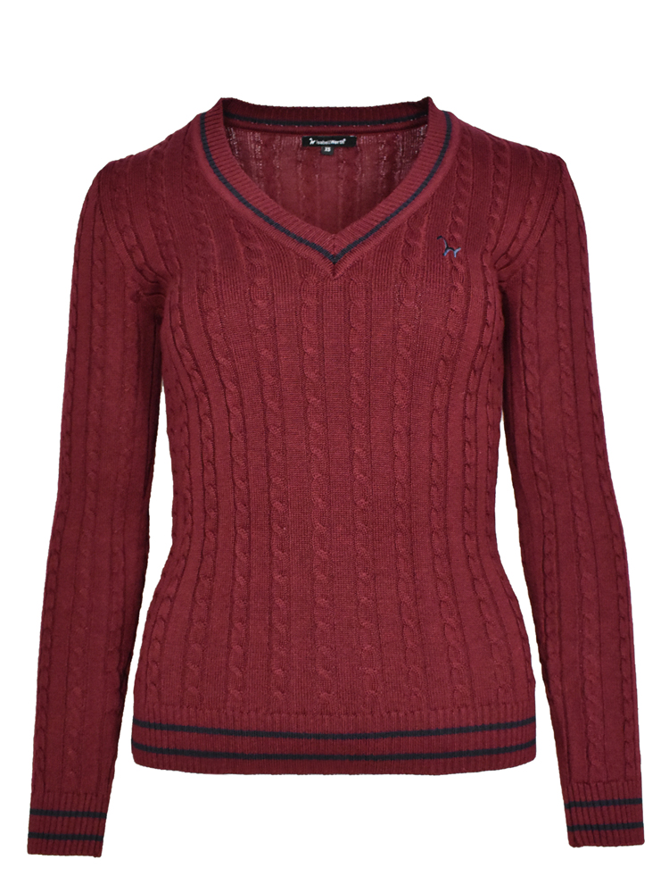 Isabell Werth Pullover Zopf bordeaux-navy-XL