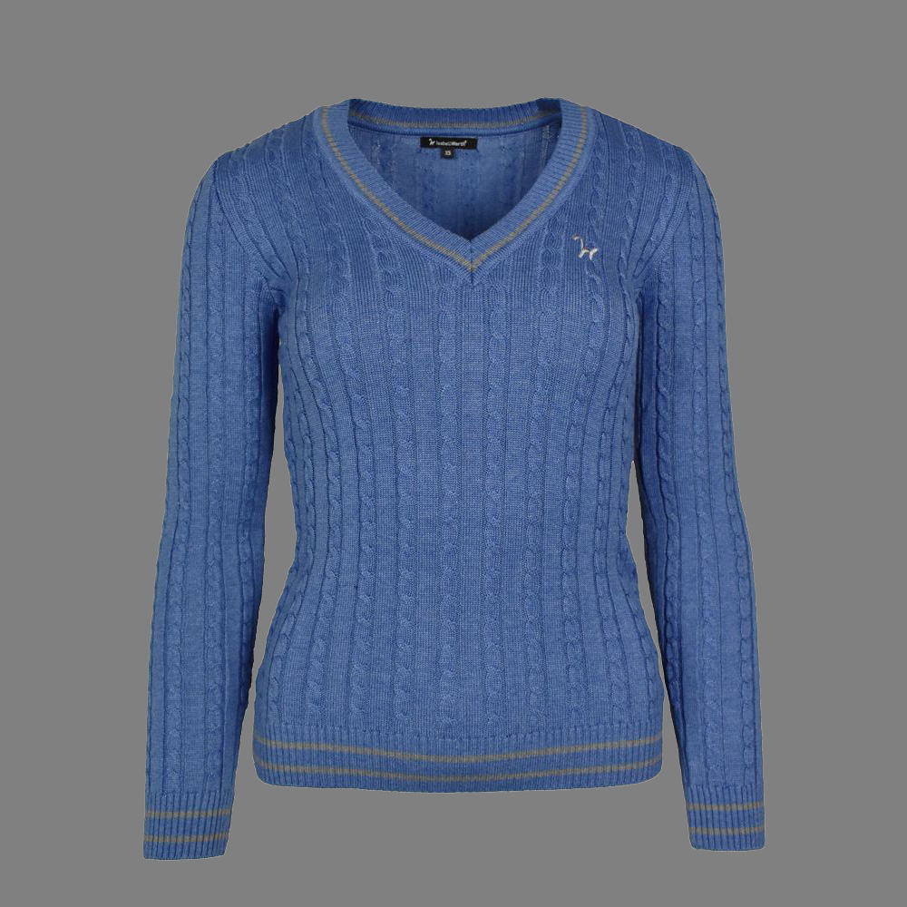 Isabell Werth Pullover Zopf lightblue melange - grau-S