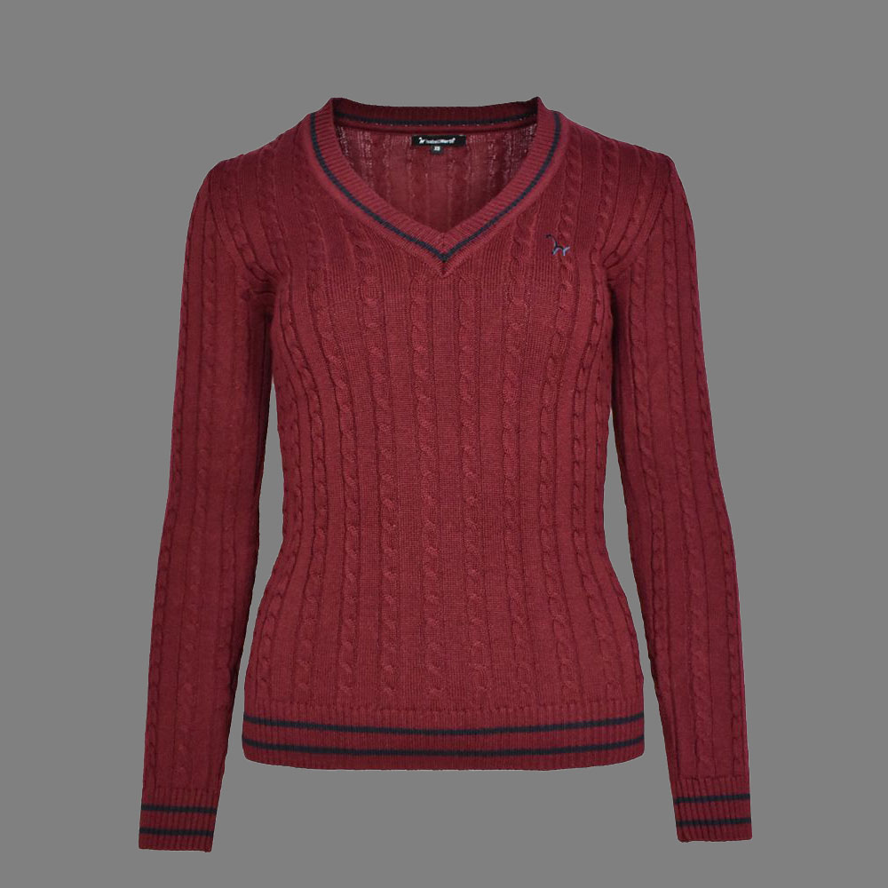 Isabell Werth Pullover Zopf bordeaux-navy