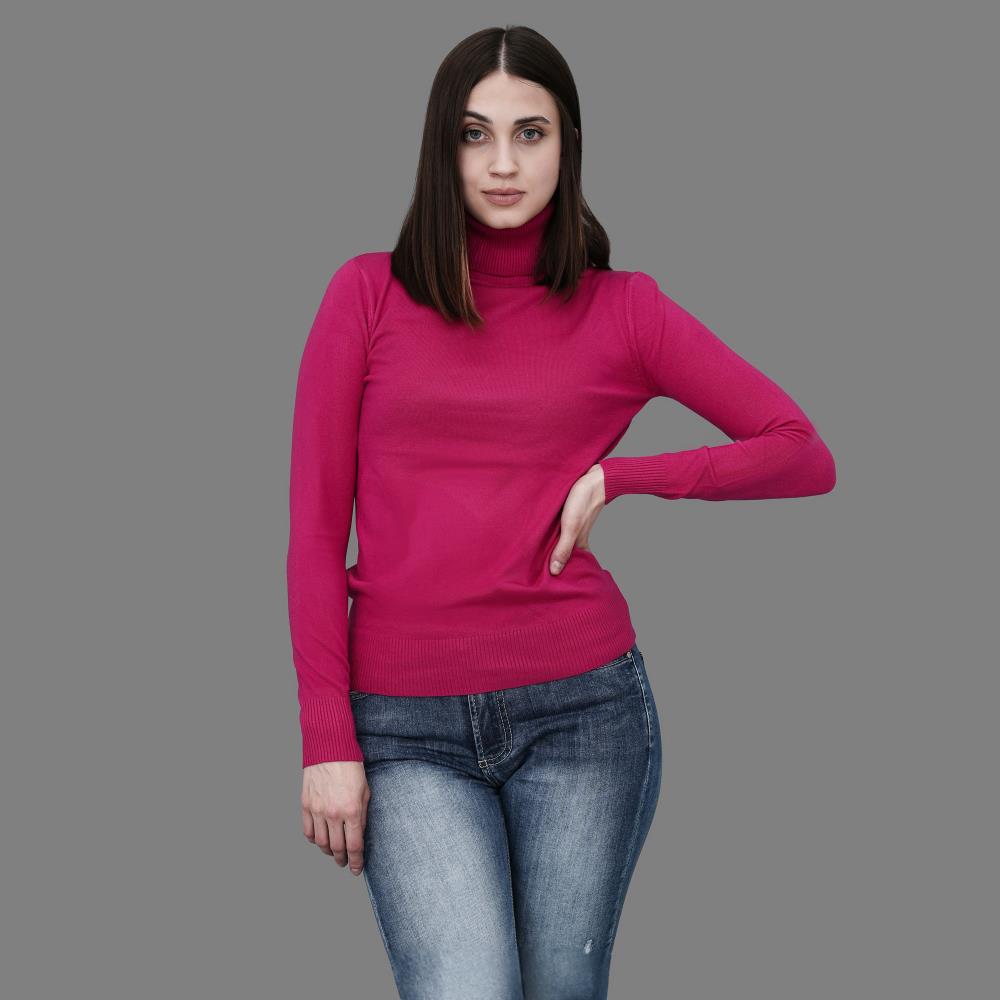 Damen Rollkragenpullover Elisa fuchsia